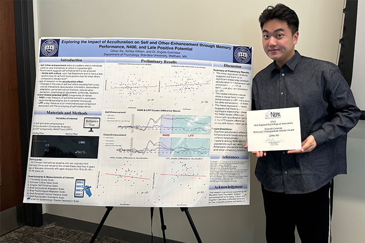 Qihao takes a picture with his NEPA poster.